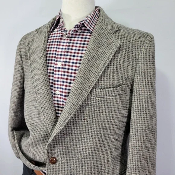 VTG Levi's Stratus Men's Tweed Sport Coat Blazer‎ Two Button Brown Wool Size 44L